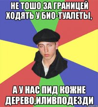 Не тошо за границей ходять у био-туалеты, а у нас пид кожне дерево,иливподезди