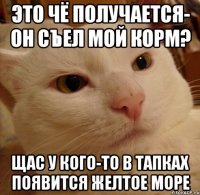 Это чё получается- он съел мой корм? щас у кого-то в тапках появится желтое море