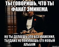 Ты говоришь, что ты фанат эминема но ты делаешь это без уважения, ты даже не покупаешь его новый альбом