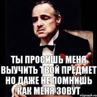 ты просишь меня выучить твой предмет но даже не помнишь как меня зовут