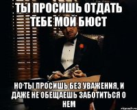 Ты просишь отдать тебе мой бюст Но ты просишь без уважения, и даже не обещаешь заботиться о нем