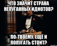 что значит страна непуганных идиотов? по-твоему, ещё и попугать стоит?