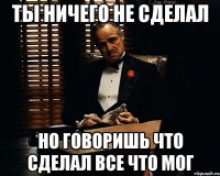 ты ничего не сделал но говоришь что сделал все что мог