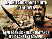 Не пытайся облегчить себе путь Бери большой вес и пытайся его поднять ебанарот