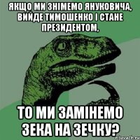 Якщо ми знімемо Януковича, вийде Тимошенко і стане президентом, то ми замінемо зека на зечку?