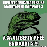 Почему Александрова за мониторинг получает 3 А за четверть у неё выходит 5 !?