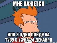 МНЕ КАЖЕТСЯ ИЛИ Я ОДИН ПОЙДУ НА ТУСУ С 23 НА 24 ДЕКАБРЯ