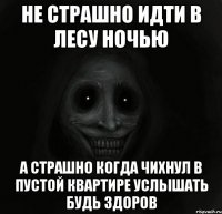 НЕ СТРАШНО ИДТИ В ЛЕСУ НОЧЬЮ А СТРАШНО КОГДА ЧИХНУЛ В ПУСТОЙ КВАРТИРЕ УСЛЫШАТЬ БУДЬ ЗДОРОВ