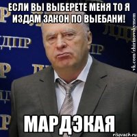 Если вы выберете меня то я издам закон по выебани! Мардэкая