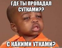 где ты пропадал сутками?? с какими утками?