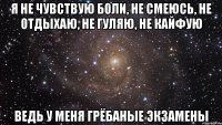 Я не чувствую боли, не смеюсь, не отдыхаю, не гуляю, не кайфую Ведь у меня грёбаные экзамены