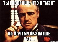 Ты говоришь что я "МЭН" Но почему не знаешь сам...