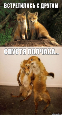 встретились с другом спустя полчаса...