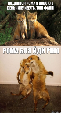Подивися рома з вовою з деньчику йдуть, такі файні Рома бля йди ріно