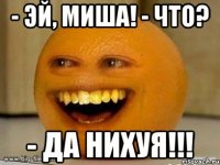 - Эй, Миша! - Что? - Да нихуя!!!