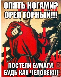 ОПЯТЬ НОГАМИ? ОРЕЛ ГОРНЫЙ!!! ПОСТЕЛИ БУМАГУ! БУДЬ КАК ЧЕЛОВЕК!!!