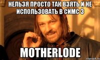 Нельзя просто так взять и не использовать в Симс 3 Motherlode