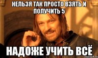 Нельзя так просто взять и получить 5 надоже учить всё