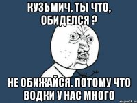 Кузьмич, ты что, обиделся ? Не обижайся. Потому что водки у нас много