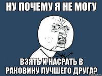 Ну почему я не могу взять и насрать в раковину лучшего друга?