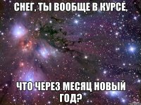 СНЕГ, ТЫ ВООБЩЕ В КУРСЕ, ЧТО ЧЕРЕЗ МЕСЯЦ НОВЫЙ ГОД?