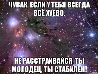 чувак, если у тебя всегда всё хуево, не расстраивайся, ты молодец, ты стабилен!