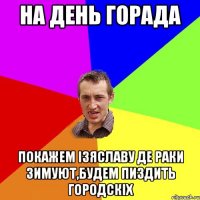 На день горада покажем Ізяславу де раки зимуют,будем пиздить городскіх