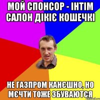 мой спонсор - інтім салон Дікіє кошечкі не ГазПром канєшно, но мєчти тоже збуваются