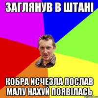 Заглянув в штані кобра исчезла послав малу нахуй появілась