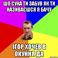 шо сука ти забув як ти називаєшся я бачу Ігор хочев в окуння да