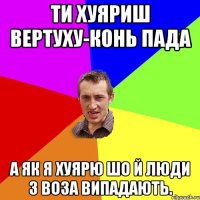 ти хуяриш вертуху-конь пада а як я хуярю шо й люди з воза випадають.