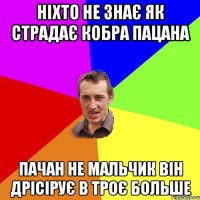 ніхто не знає як страдає кобра пацана пачан не мальчик він дрісірує в троє больше