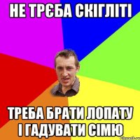 не трєба скігліті треба брати лопату і гадувати сімю