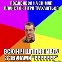 подивився на єнімал планєт як тігри трахаються всю ніч шпілив малу з звуками "ррррррр"