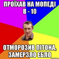 Проїхав на мопеді в - 10 отморозив пітона, замерзло ебло