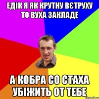 Едік я як крутну вєтруху то вуха закладе а кобра со стаха убіжить от тебе