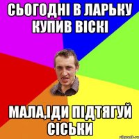 сьогодні в ларьку купив віскі мала,іди підтягуй сіськи