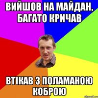 ВИЙШОВ НА МАЙДАН, БАГАТО КРИЧАВ ВТІКАВ З ПОЛАМАНОЮ КОБРОЮ