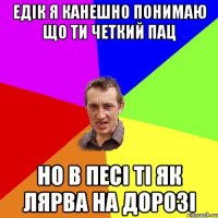 едік я канешно понимаю що ти четкий пац но в песі ті як лярва на дорозі