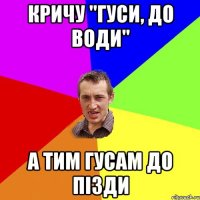 кричу "гуси, до води" а тим гусам до пізди