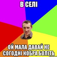 в селі ой мала давай не согодні кобра боліть