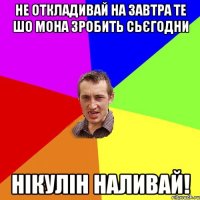 не откладивай на завтра те шо мона зробить сьєгодни нікулін наливай!