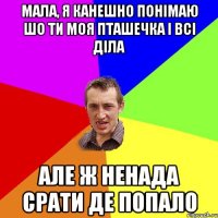 мала, я канешно понімаю шо ти моя пташечка і всі діла але ж ненада срати де попало