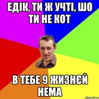 Едiк, ти ж учтi, шо ти не кот в тебе 9 жизнєй нема