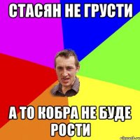 Стасян не грусти а то кобра не буде рости