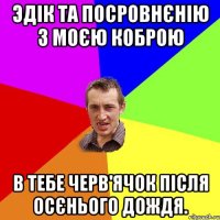 Эдік та посровнєнію з моєю коброю В тебе черв'ячок після осєнього дождя.