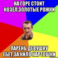 на горе стоит козёл,золотые рожки парень девушку ебет,за кило картошки