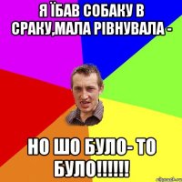 я їбав собаку в сраку,мала рівнувала - но шо було- то було!!!!!!