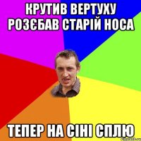 крутив вертуху розєбав старій носа тепер на сіні сплю