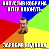 Випустив кобру на вітер плюнуть Заробив водянку